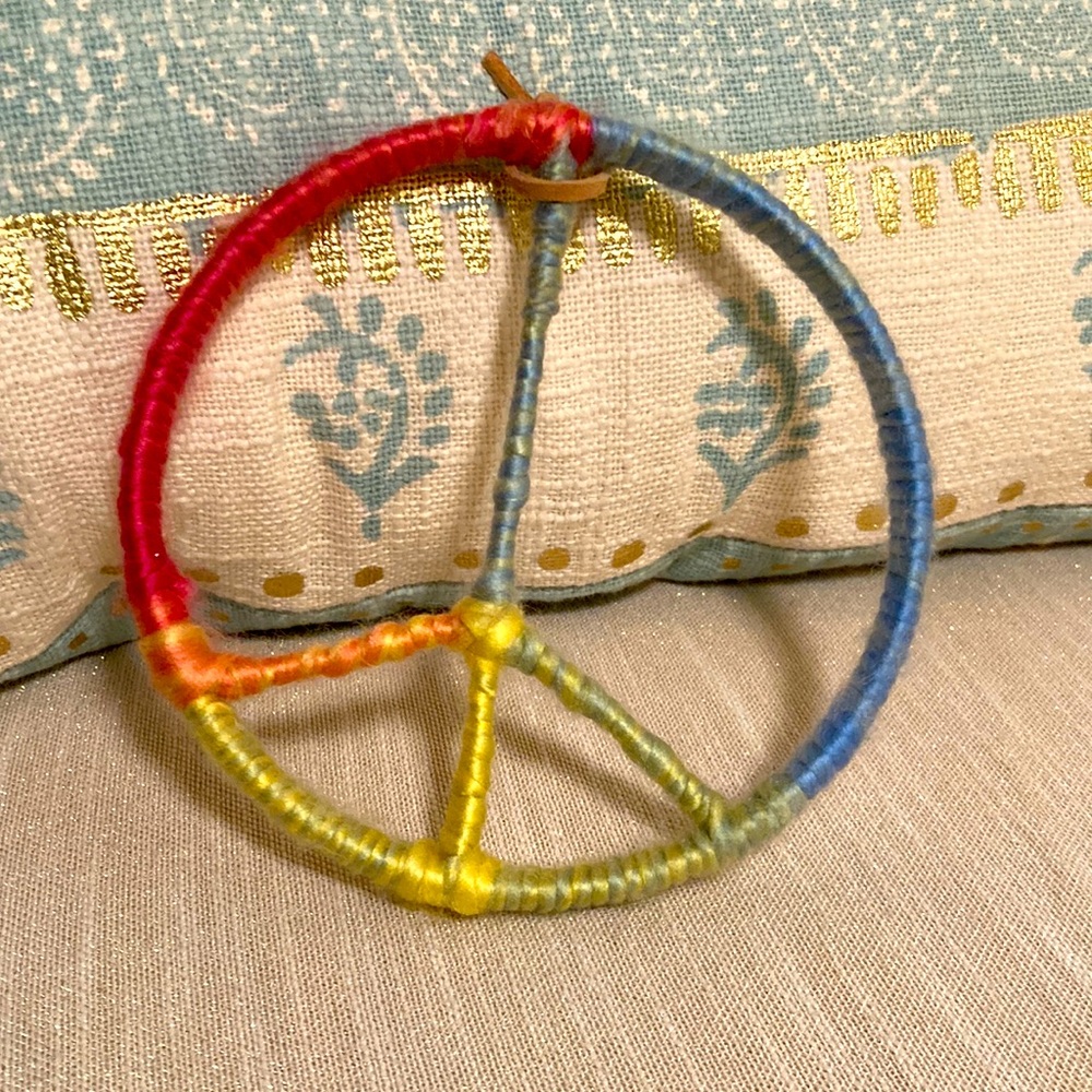 Small Colorful Boho Hanging Peace Sign